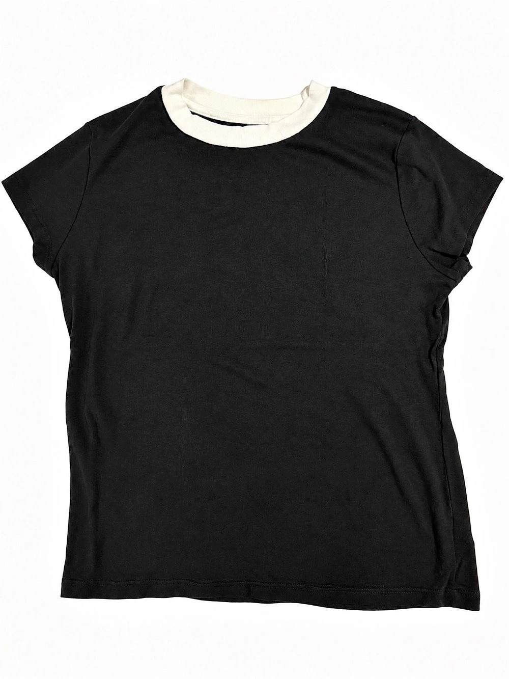 A New Day black t-shirt with cream collar, size L